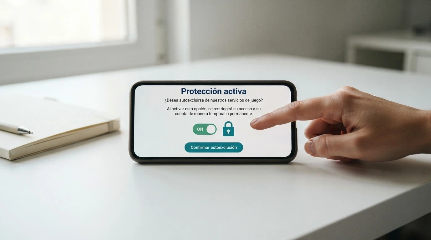 Imagen de un formulario o pantalla de inscripción en un registro de autoexclusión con un candado como símbolo de protección