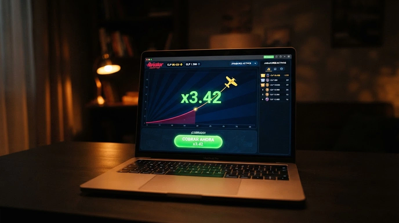 El momento exacto en que un jugador pulsa cash out con el multiplicador marcando x3,42 y el avión aún en ascenso