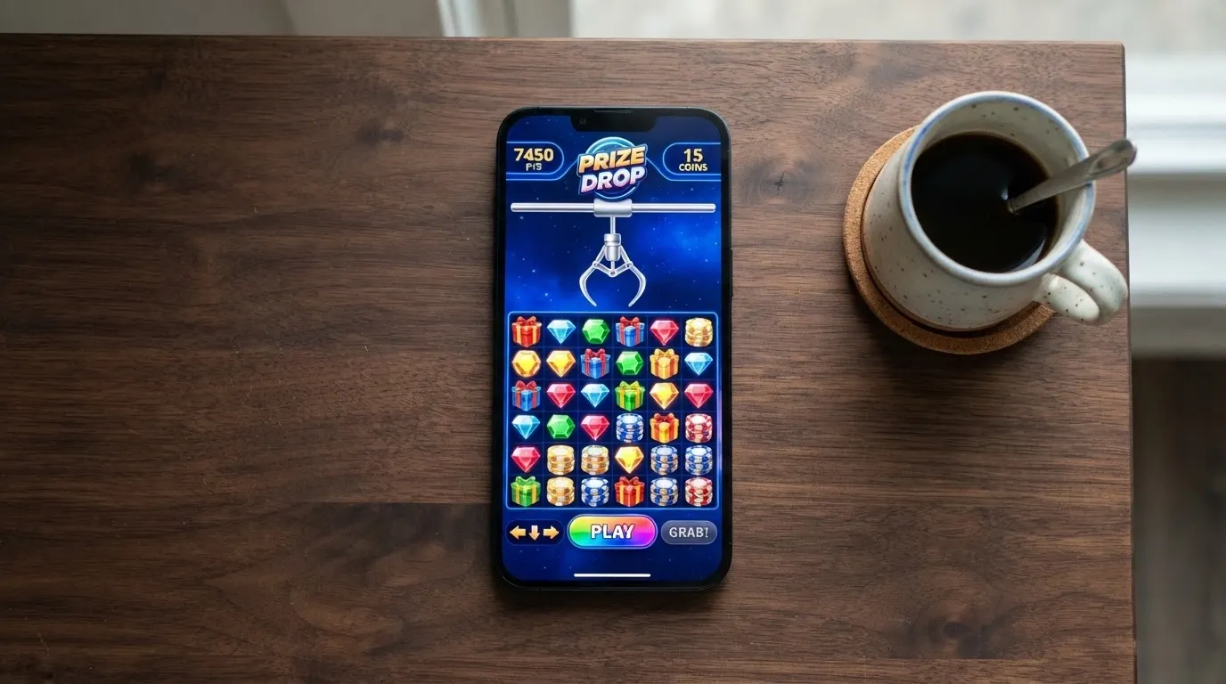 Interfaz de un casino online mostrando la pantalla del juego de garra con los premios visibles