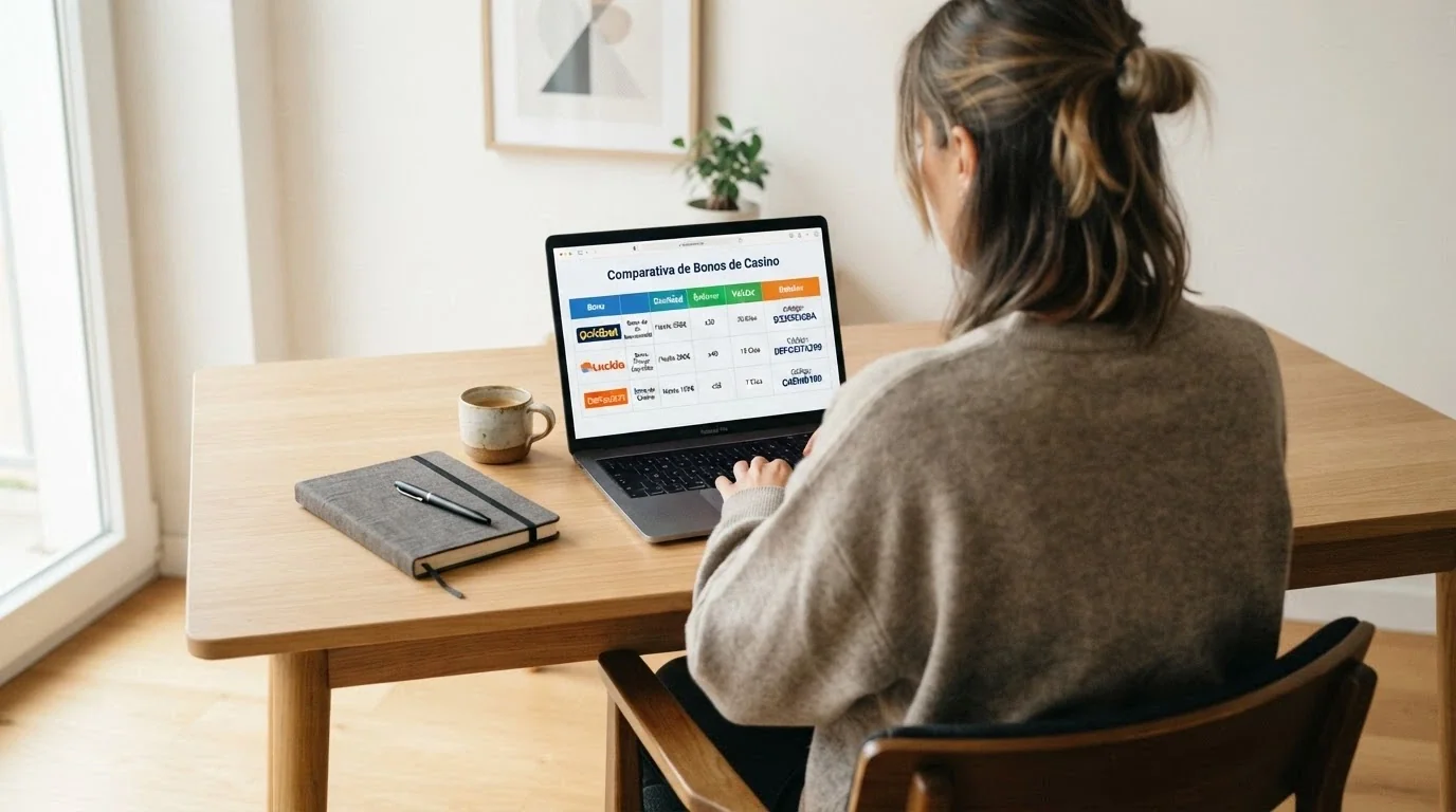 Captura parcial de una tabla comparativa con los nombres y condiciones de varios operadores de casino online en España