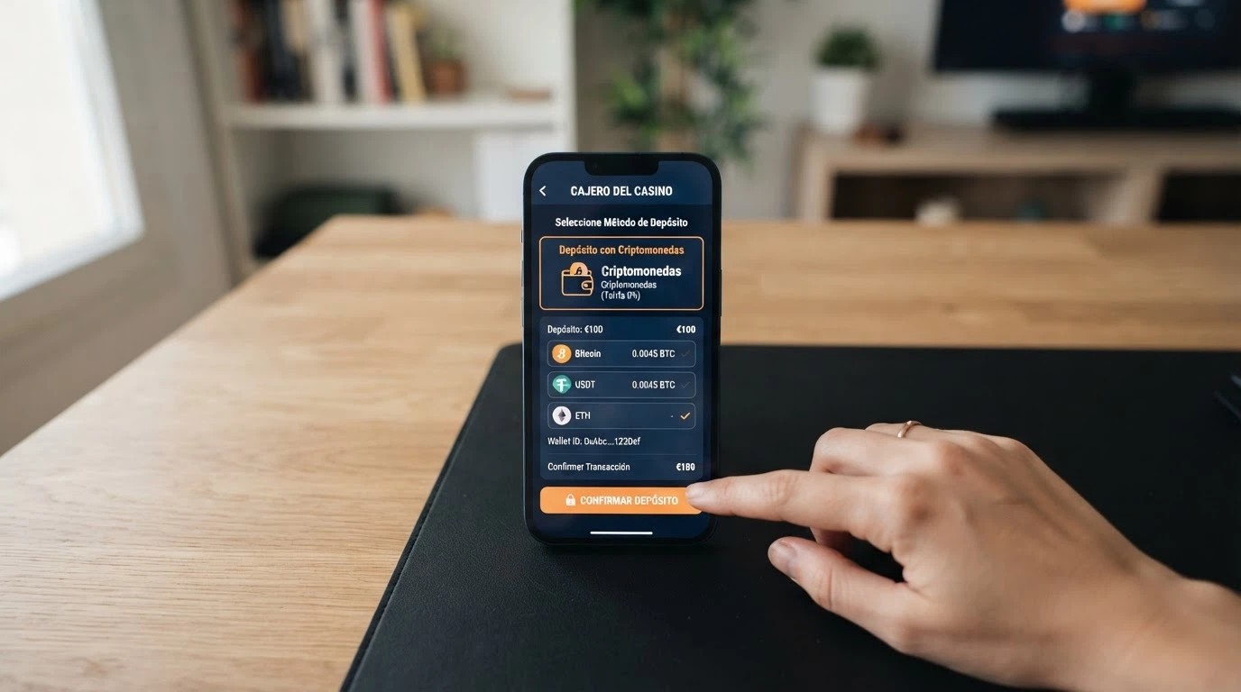Interfaz de depósito en un casino online mostrando Dogecoin como opción de pago