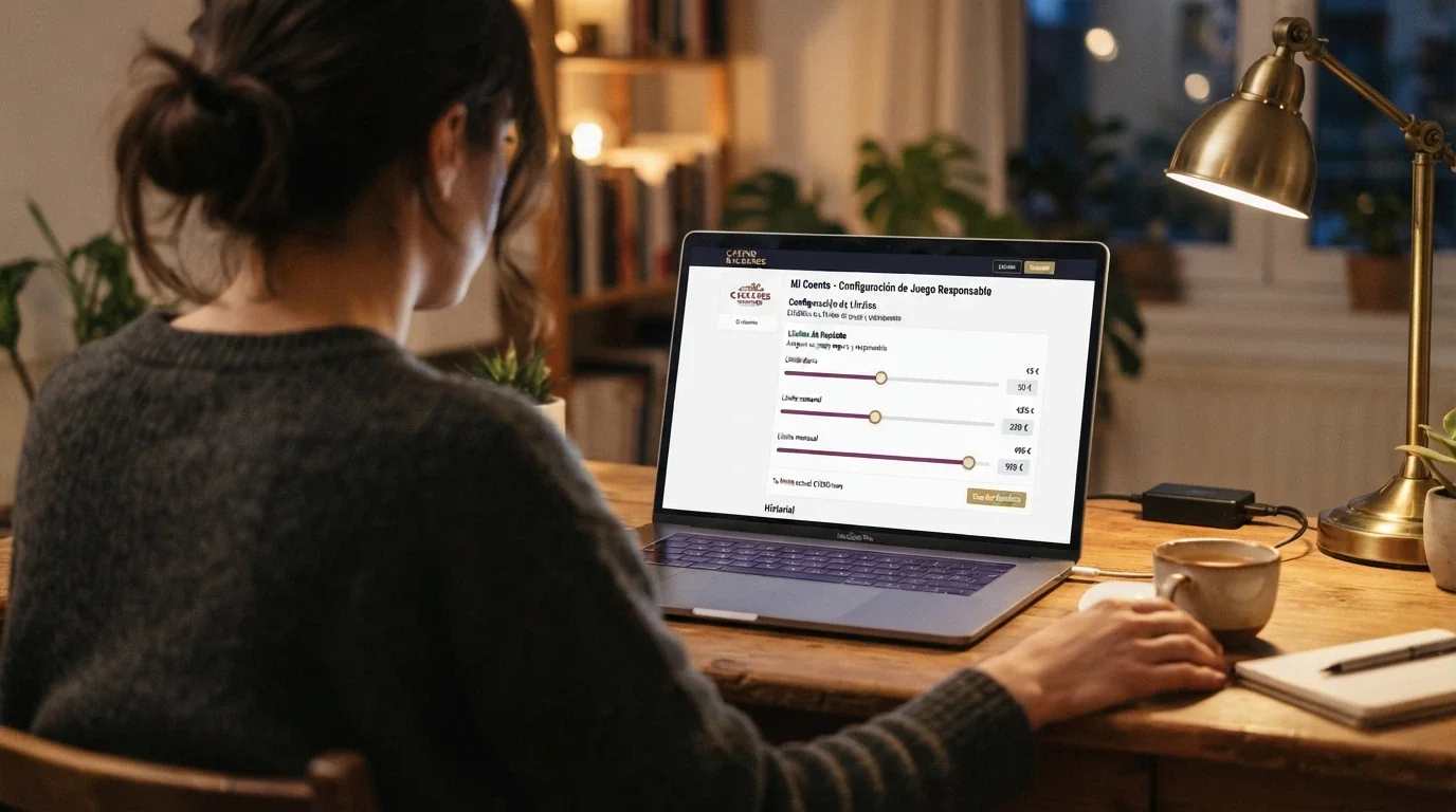 Panel de ajustes de límites de depósito en la cuenta de un casino online, con los selectores de límite diario, semanal y mensual visibles