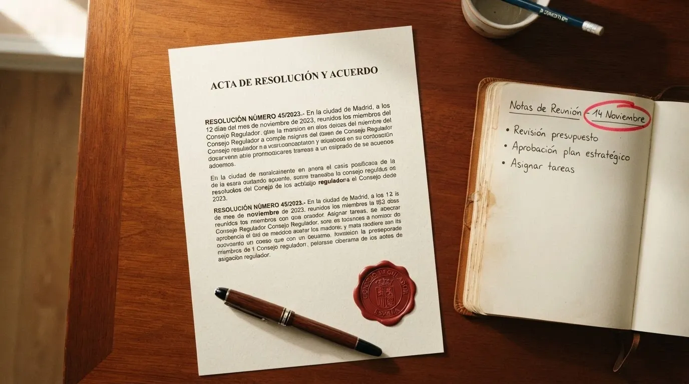 Sello oficial de la DGOJ sobre un documento normativo abierto junto a un calendario que marca el mes de abril