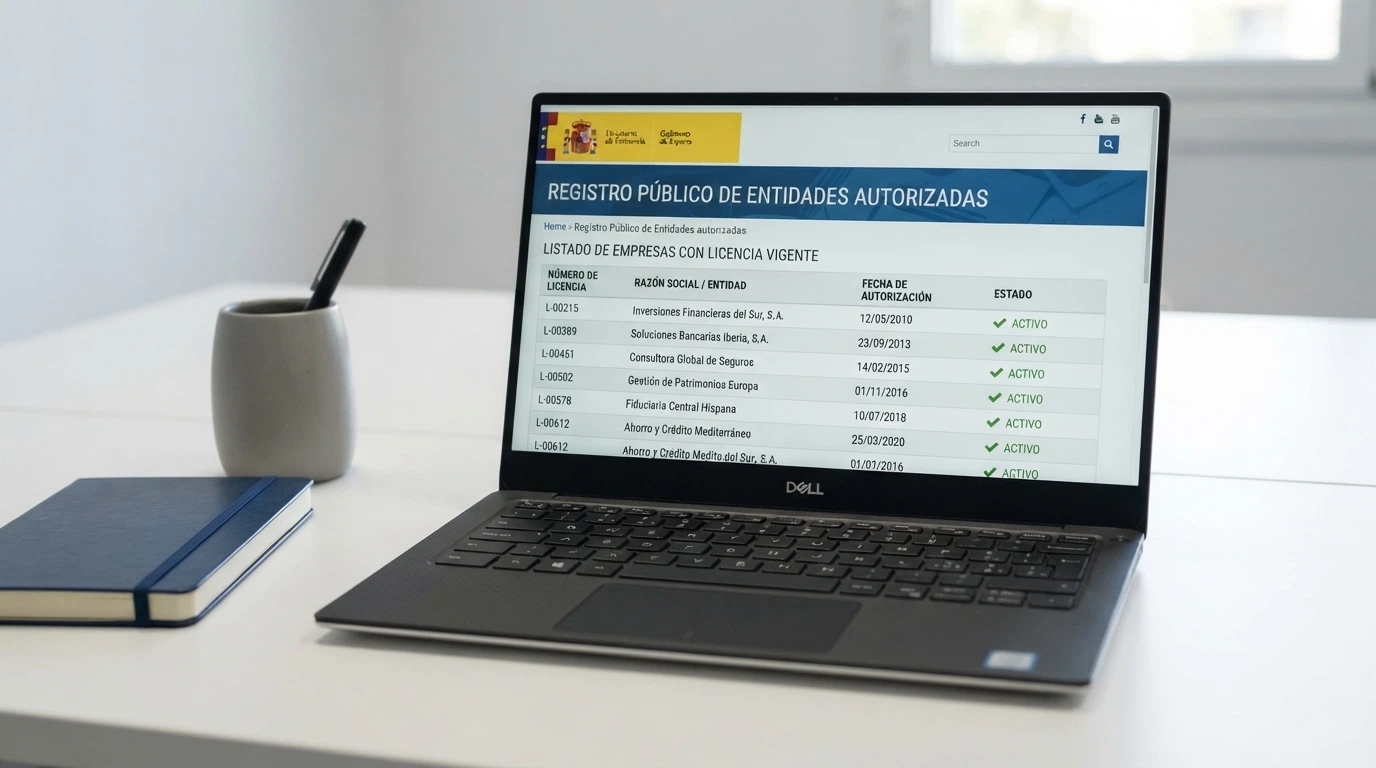 Pantalla del registro público de la DGOJ con el listado de operadores autorizados en España