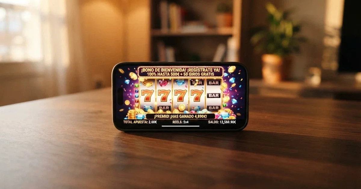 Pantalla de inicio de un casino online nuevo con la oferta de bono sin depósito destacada en la página principal
