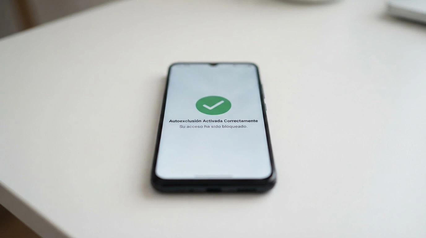 Imagen de un formulario web con el encabezado del RGIAJ y un botón destacado de solicitud de autoprohibición, con el escudo de la DGOJ visible