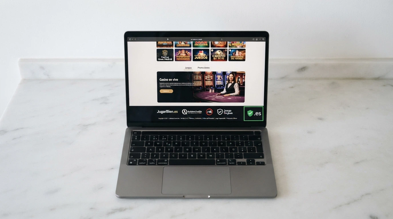 Sello oficial de la Dirección General de Ordenación del Juego en el pie de página de un casino online