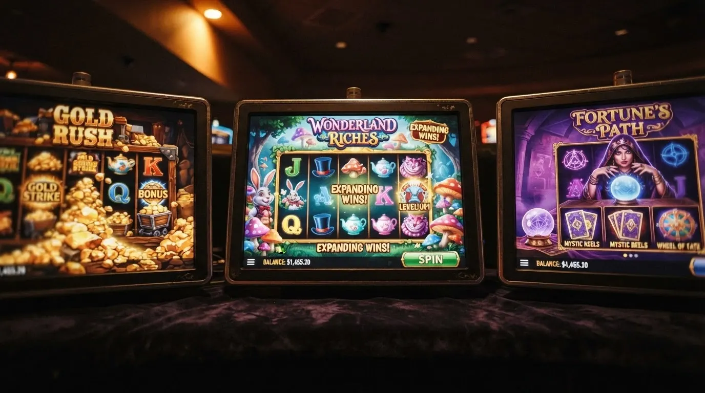 Collage con las carátulas de Bonanza Megaways, White Rabbit y Madame Mystique, las tres slots con mejor RTP del catálogo BTG